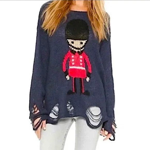 Wildfox White Label | Palace Guard Long Distressed Sweater | Size: Small - Picture 2 of 6